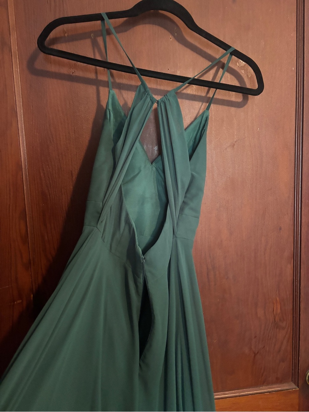 Azazie Emerald Green Strappy V-Neck Maxi Dress - Picture 5 of 7